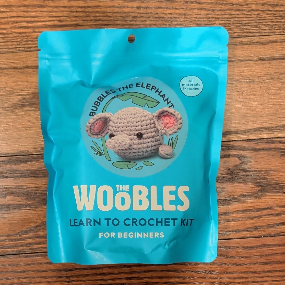 The Woobles Crochet Kit - Bubbles the Elephant - Gray